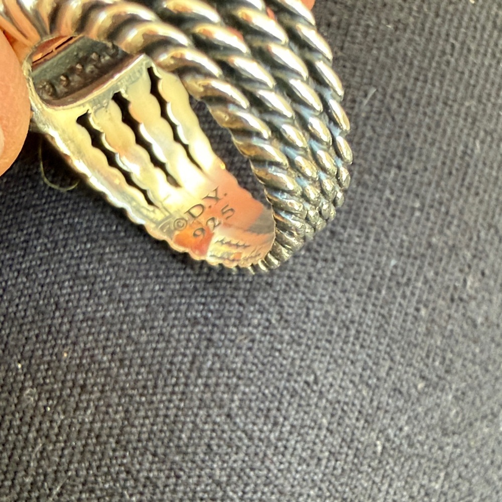 David Yurman Pink Champagne Stone Sterling Cable Ring size 6 - Picture 6 of 7